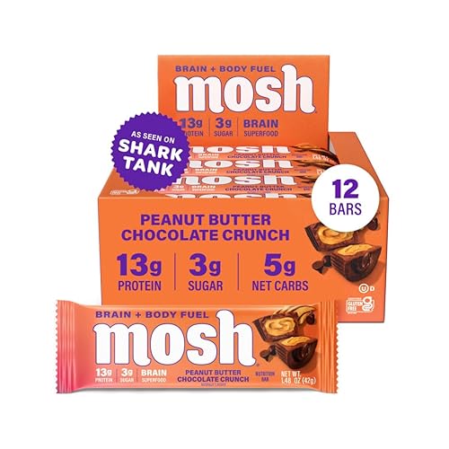 MOSH Barras de proteĂna crujientes de chocolate con mantequilla de manĂ aperitivo keto sin gluten sin azĂşcar añadido 042oz de proteĂna de suero de MOSH Barras de proteĂna crujientes de chocolate con mantequilla de manĂ aperitivo keto sin gluten sin azĂşcar añadido 042oz de proteĂna de suero de