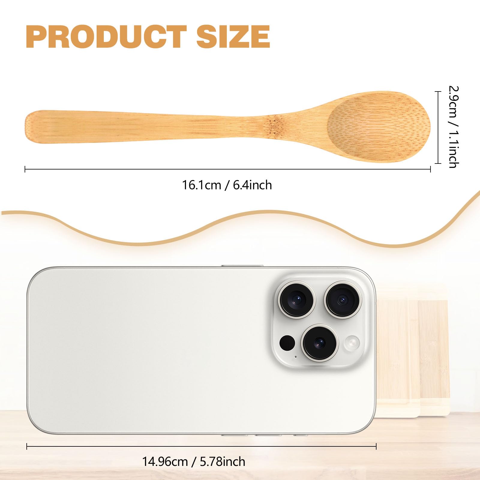 6 Pcs Small Wooden Spoons, 6.4 Inch Uncoated Wooden Spoons for Honey, Little Wooden Serving Table Spoons Set, Natural Bamboo Eating Spoons for Sugar, Salt, Spices, Easy to Clean & Maintain - Image 2