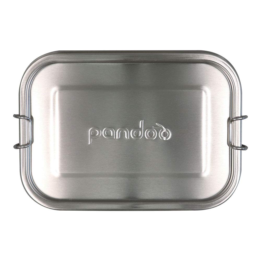 pandoo Contenitore per il pranzo in acciaio inox, 1200 ml, con sacchetto di cotone, divisore e e-book, a prova di perdite, ecologico per bambini e adulti, contenitore per il pranzo flessibile