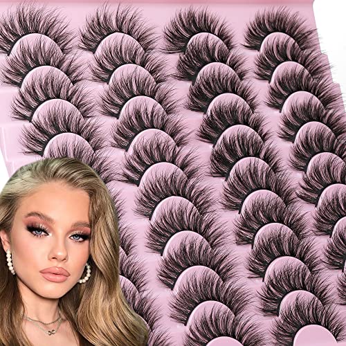 False Eyelashes 20 Pairs Dramatic Eyelashes Fluffy Explosion Effect 4 Styles Faux Mink Lashes Wispy Thick Strip Lashes Natural Curl Volume Cat Eye Lashes Bulk Fluttering Fake Lashes Pack by zenotti