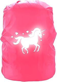 Rain Cover School Bag Backpack Rain Cover with Safety, Waterproof Rain Cover School Bag Reflective Backpack Cover, Reflective Image School Bag Rain Cover for Beginners to School (Pink), pink