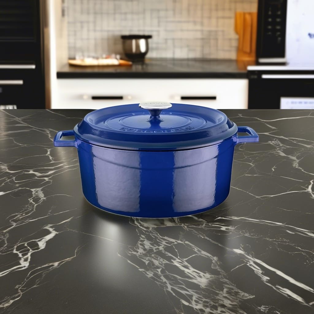 Lava Signature Enameled Cast-Iron Round Dutch Oven - 7 Quart Cobalt Blue product thumbnail 6