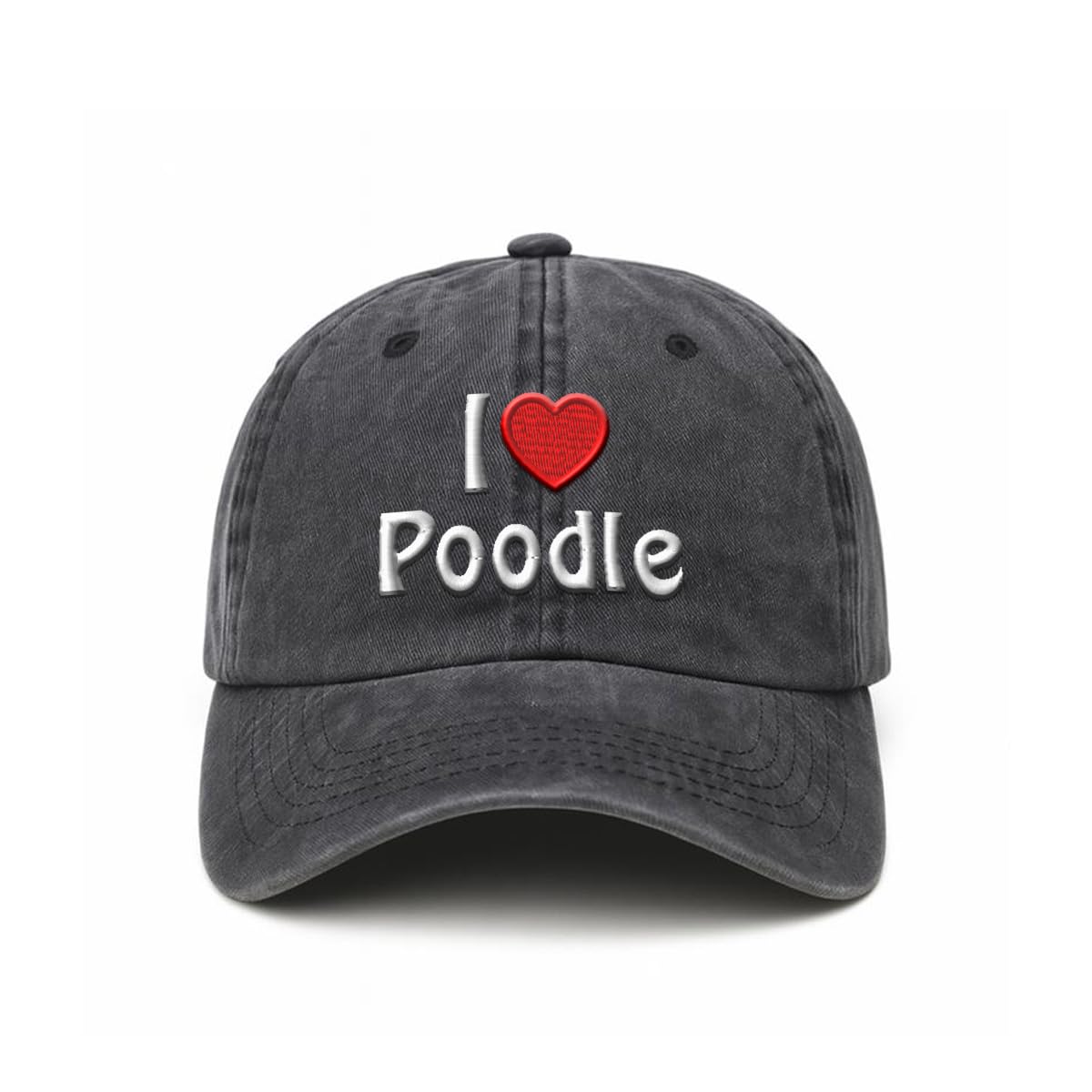 - Custom Soft Baseball Cap Embroidered Hat I (Love) Poodle Dog Heart Vintage Hats Washed Baseball Caps