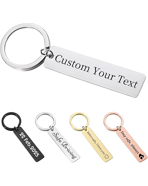 Custom Keychain - Personalized Double-Sided Engraved Name or Text Keychains, Custom...