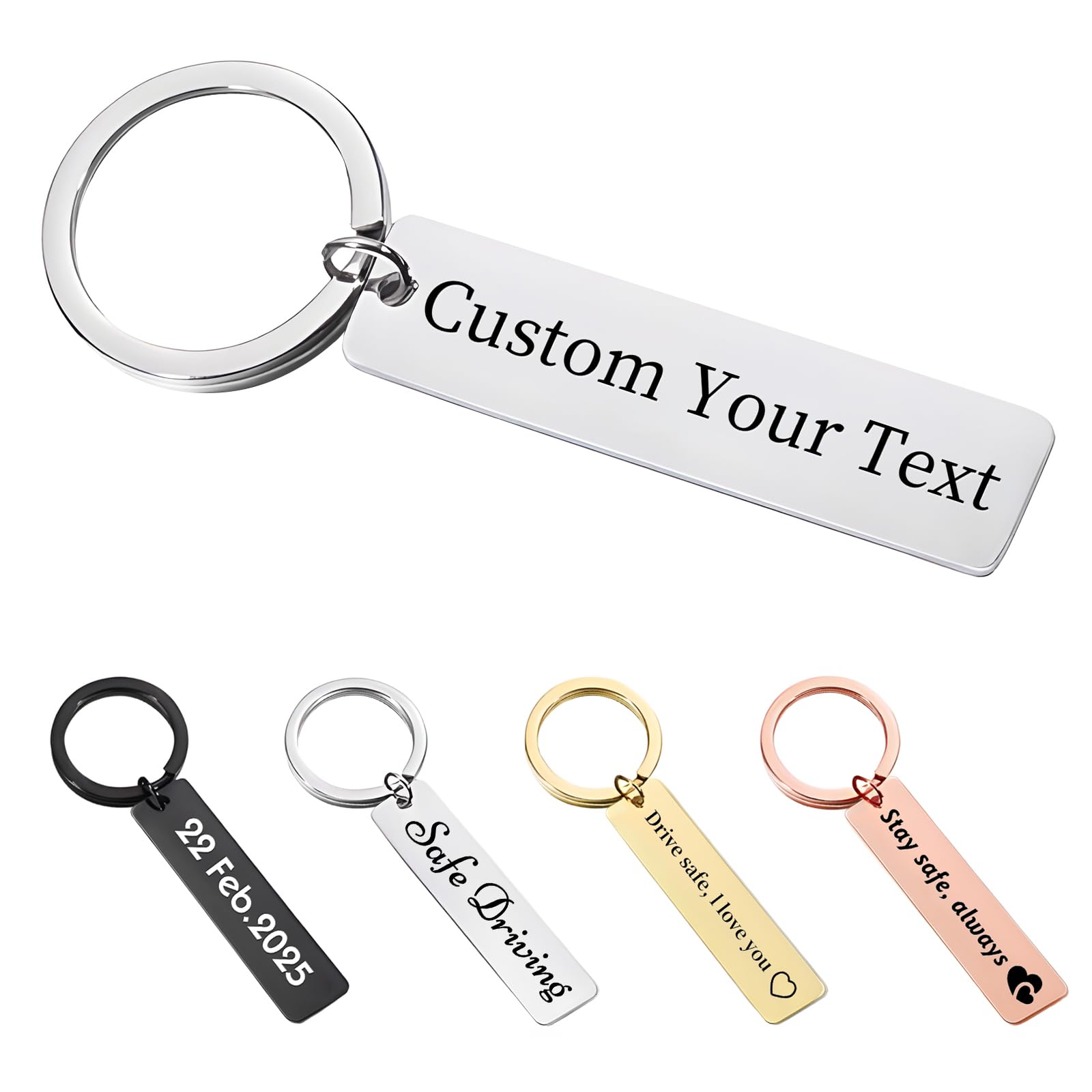 CDBUY Custom Keychain - Personalized Double-Sided Engraved Name or Text Keychains, Customized Gifts for Men Women