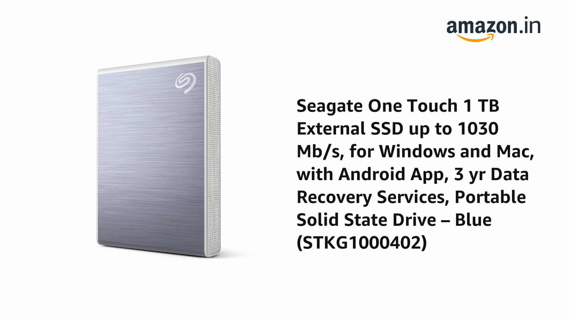 Seagate One Touch 1 TB External SSD up to 1030 Mb/s, for Windows