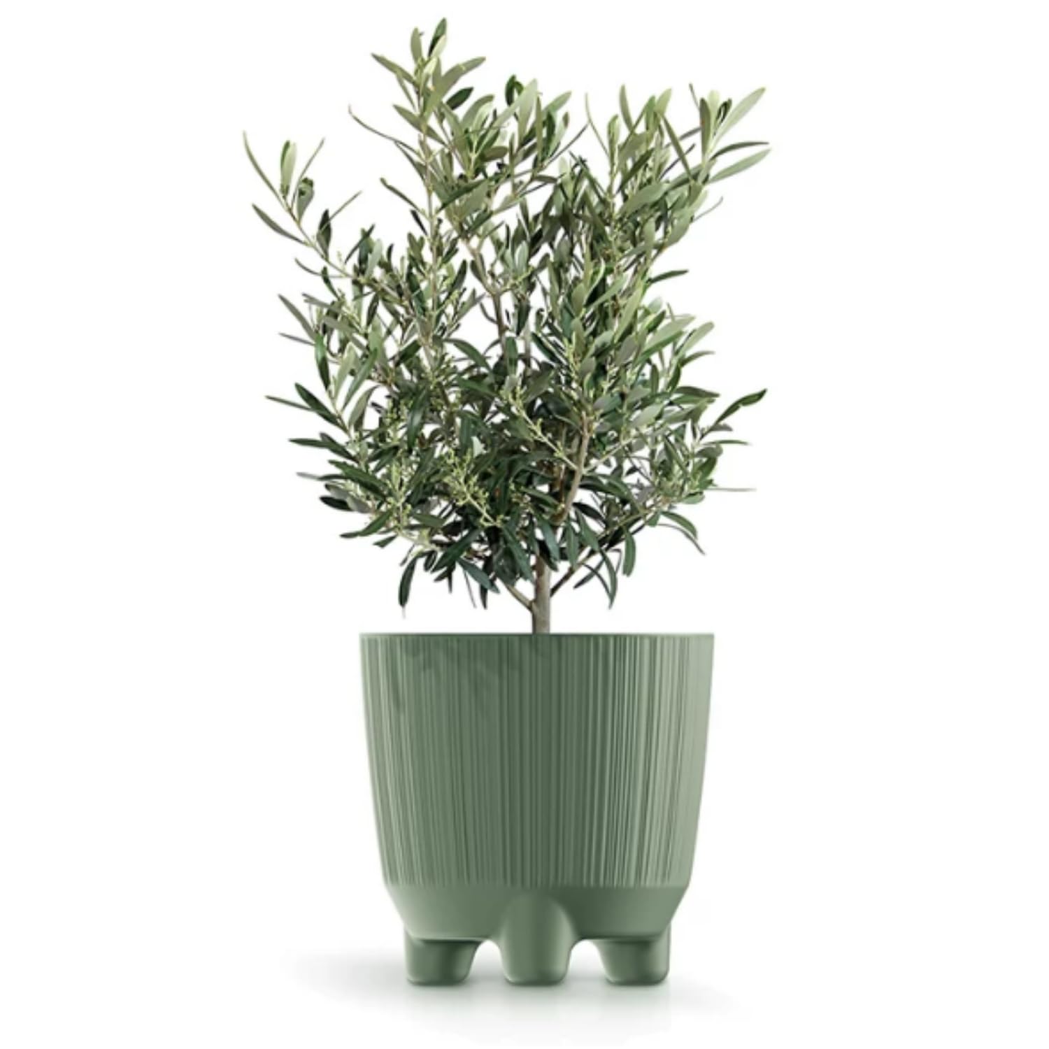 B2C Plant Pots Indoor Outdoor Plastic Flowerpot Small Medium Large RYFO 6 Colours (Earth green, 11cm)