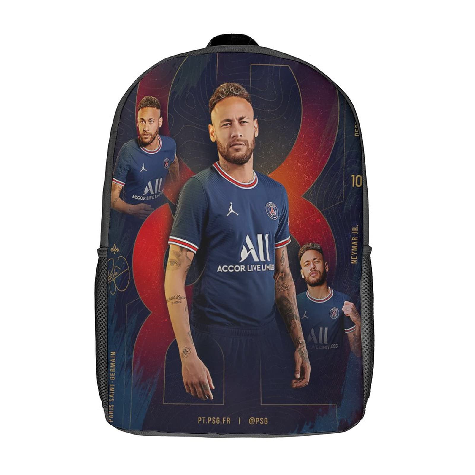 GENBAK Neymar Backpacks Boys Girls Secondary School Bookbags Football Star Backpack for Junior Elementary Rucksack 17inch