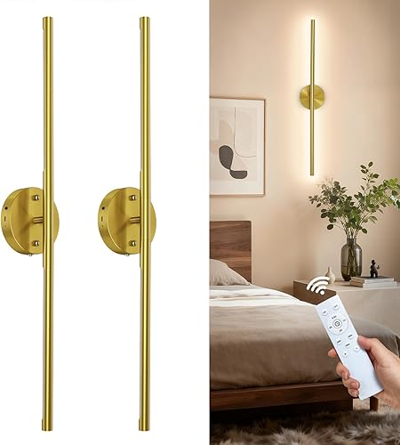 TONYFUL Juego de dos apliques de pared a pilas, lámpara de pared recargable con bombillas regulables de 6000 mAh y control remoto, 3000K-6500K luces