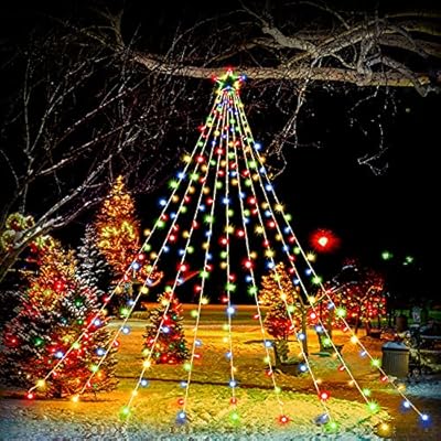 Qulist Christmas Decoration Star Lights Outdoor,317 LED 16.4Ft Christmas Tree Toppers String Lights[8 Modes& Waterproof] for Halloween Xmas New Year Holiday Birthday (Iron-Multicolor)