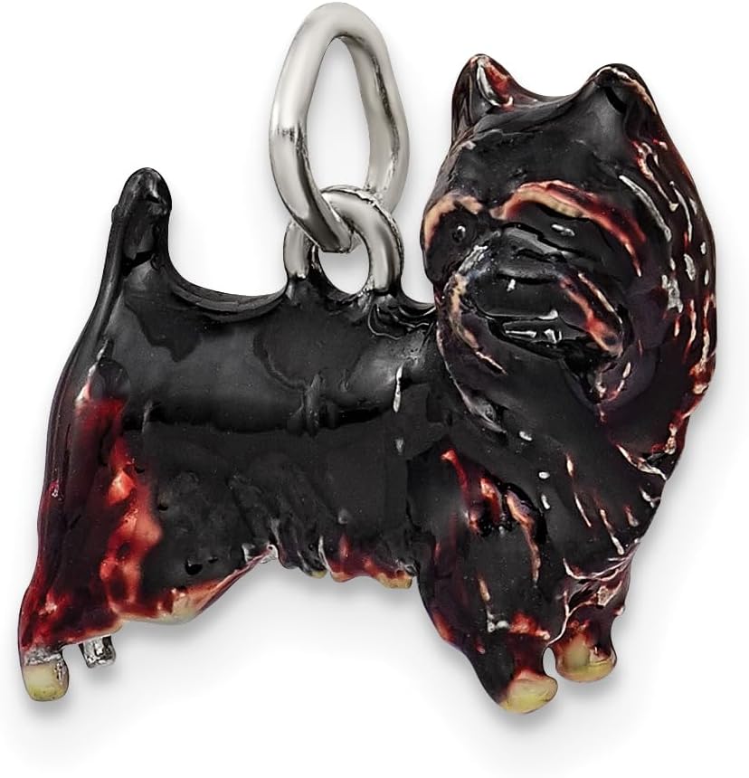 Sterling Silver Enameled Brown & Black Cairn Terrier Charm