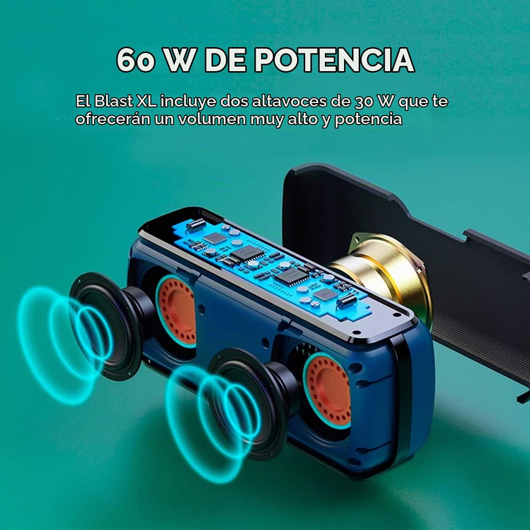 VULKKANO Blast XL - Altavoz Bluetooth Potente Grande 60W - Altavoz inalambrico Portatil con Bluetooth 5.0, 20H de Batería, Tecnologia TWS, USB-C, Carga Rapida, AUX