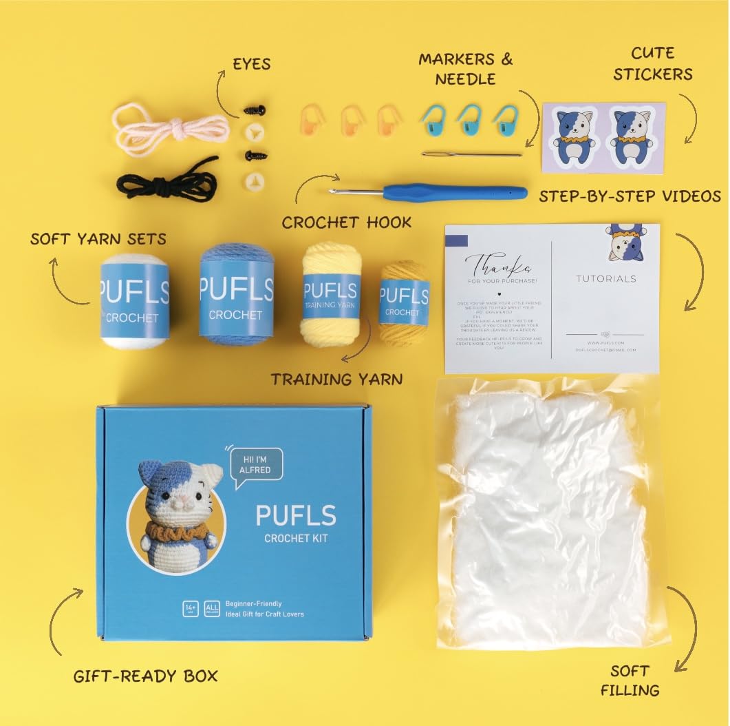PUFLS Kit de ganchillo para principiantes (gato)