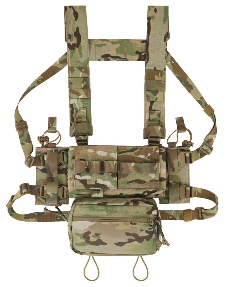 KRYDEX Micro Chest Rig with 5.56/7.62 Magazine Holder,Wing Pouches,Dangler Pouch,Fat Strap Shoulder Harness Set