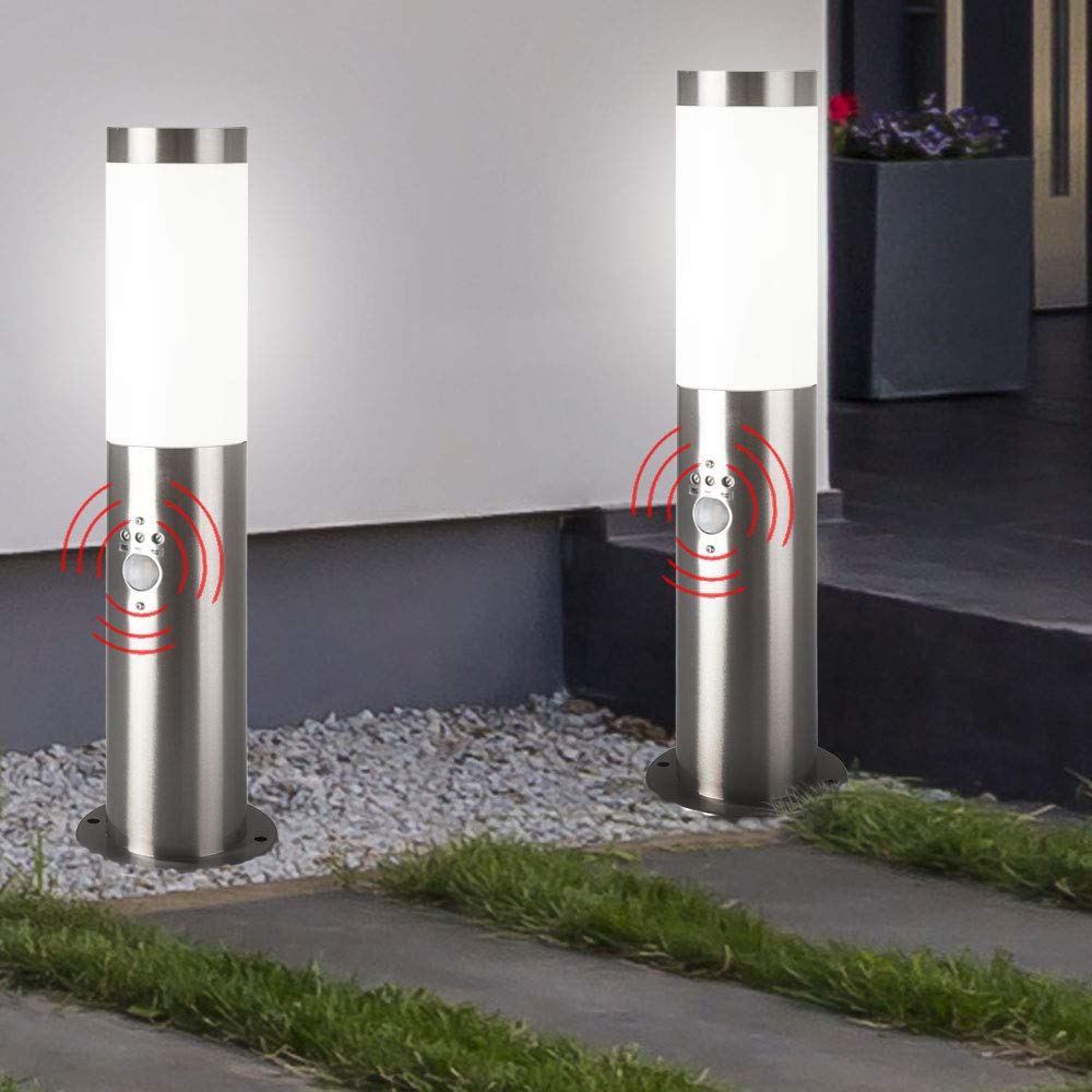 4er Set Steh Leuchten Außen Weg Beleuchtungen Edelstahl Stand Lampen Bewegungsmelder IP44 E27