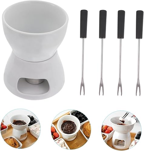 Miniatura 2 de NOLITOY 2 Sets Luz Hornear Café Fondue Chocolate Queso Pot Tealight Home Herramientas Hornear Estufa de fusión DIY Zen Caramelo Porcelana Mariscos