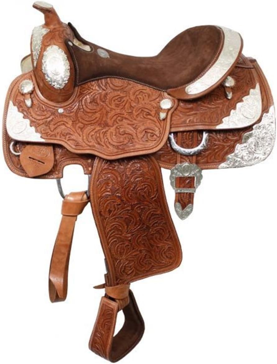 16" Fully Tooled Double T Show Saddle. Semi Quarter Horse