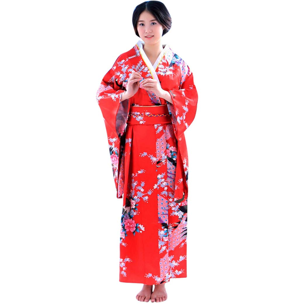 Generisch Peignoir sexy pour femme - Kimono - Caftan léger - Peignoir japonais Yukata - Robe de bain fine - Peignoir long sexy