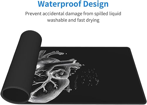 Miniatura 4 de Alfombrilla grande para mouse XXL, cardiólogo anatómico con corazón, tapete de escritorio grande con bordes cosidos, alfombrilla de mouse para