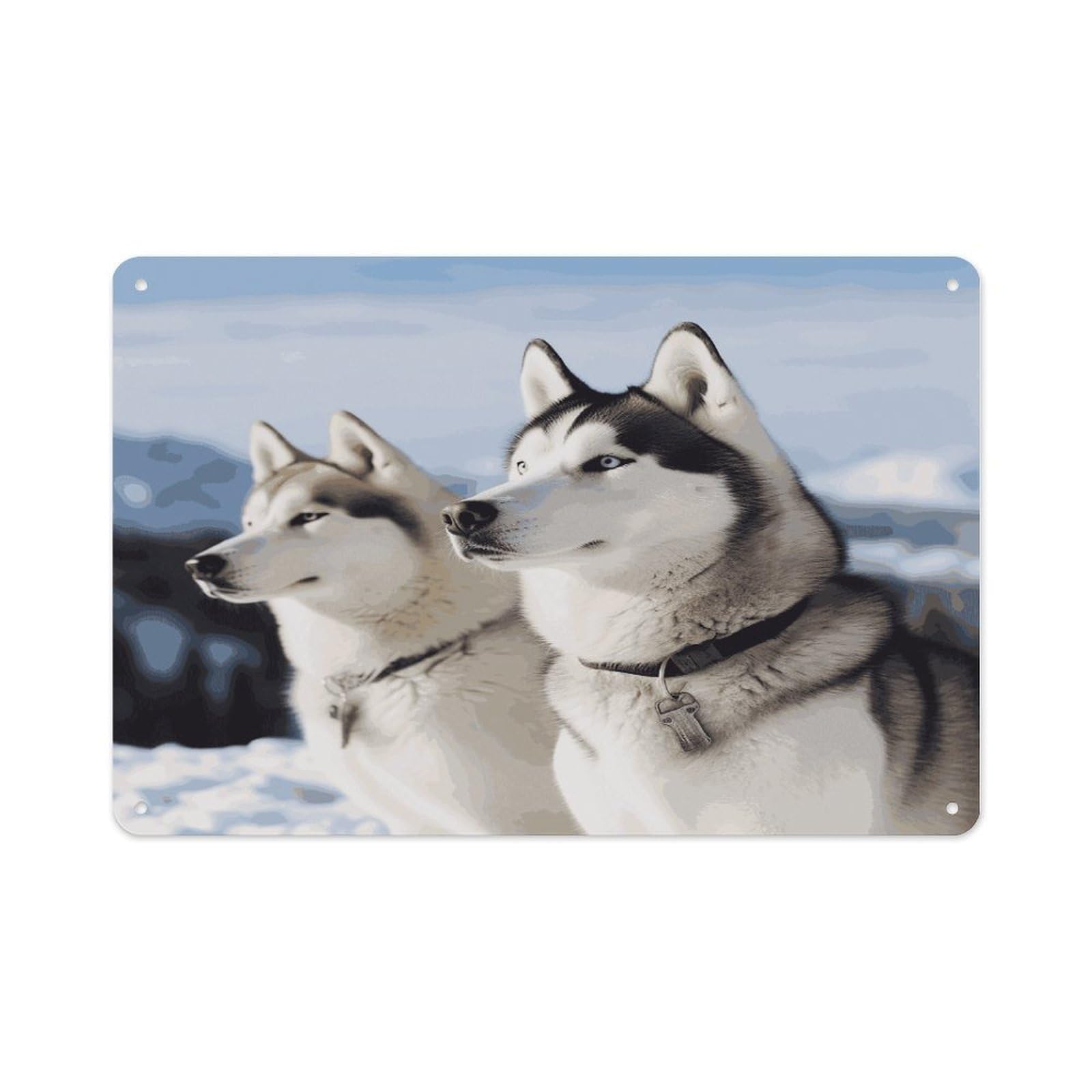 Btcowzrv Style Husky Dogs Metal Sign 7.9 X 11.8 Inch, Aluminum Sign Wall Art Decor Easy To Install, Decorative Plaque For Home Bar Kitchen Pub Shop Garage