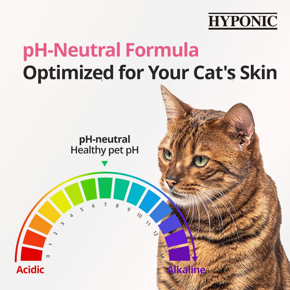 HYPONIC Champú de Terapia Natural hipoalergénico, sin Perfume para Todos los Gatos | No Requiere acondicionador | Sin sulfatos ni parabenos 10.14 oz (300 ml)