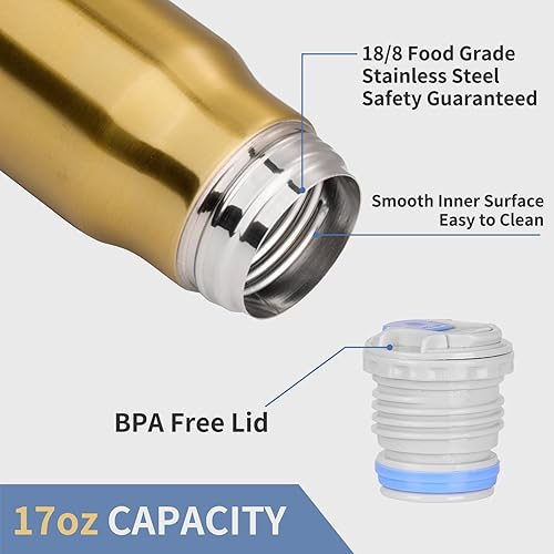 Miniatura 2 de Best Dad Ever Afranti 304 - Botella de agua con forma de bala de acero inoxidable 304, 17 onzas, 16.9 fl oz, doble pared aislada al vacío, taza de