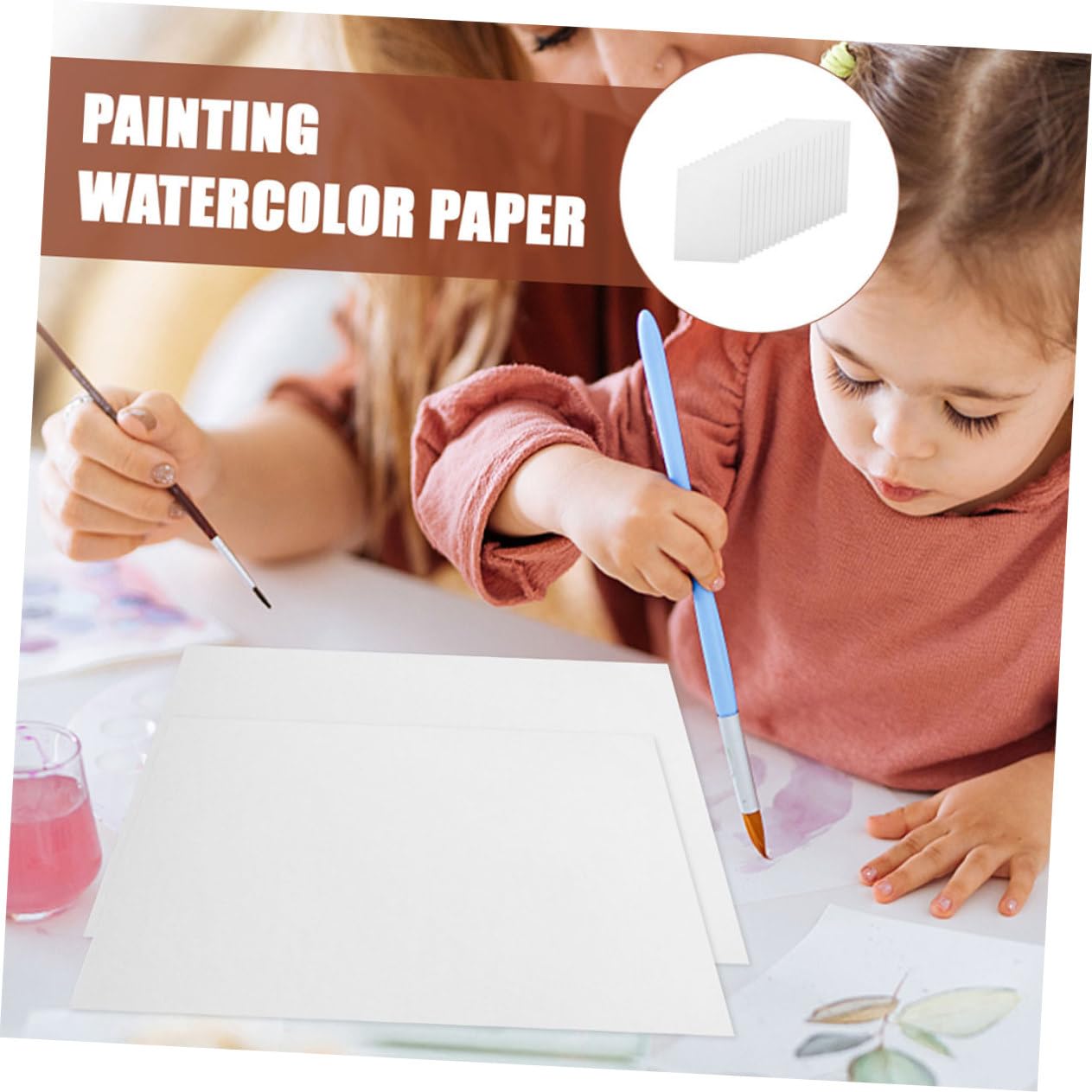 EXCEART Papier Aquarelle 100 Feuilles 160g, Texture Grainée, Blanc, Surface Épaisse pour Peinture à L’eau et Techniques Variées, Format 8k