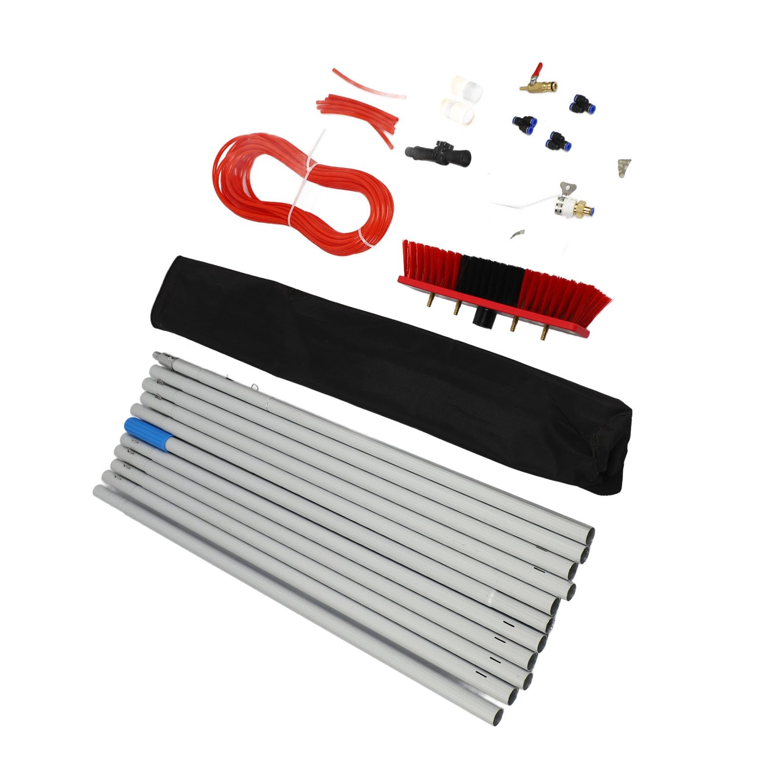 Rengue Cepillo de Limpieza de Panel Solar, Poste Telescópico con Pulverizador de Agua, Kit de Cepillo de Limpieza de Ventanas para el Hogar, Portátil