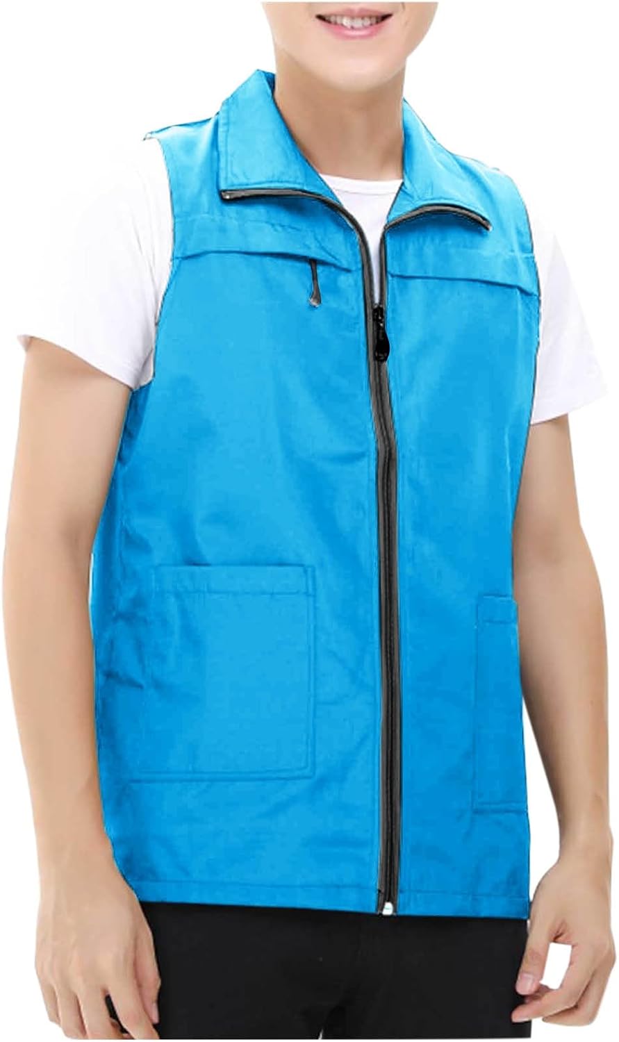 Men's Casual Lightweight Outdoor Vest Work Fish Photo Travel Vests Jacket Zipper Sleeveless Waistcoat with Pocket