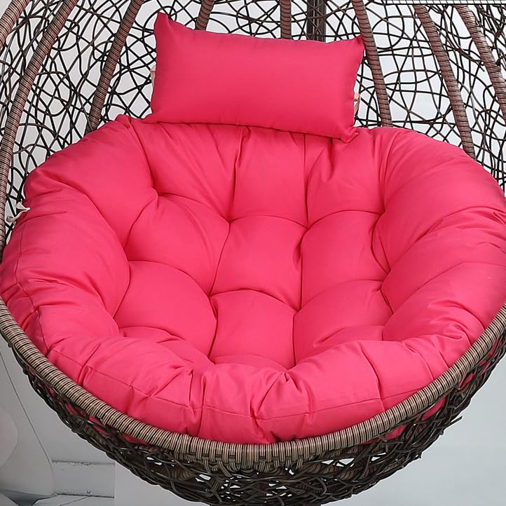 Silla columpio exterior con cojín grueso rosa de 100 cm