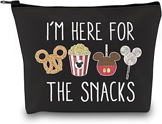 GJTIM Snacks Lover Gift Family Vacation Gift Snacks Travel Bag I’m Here For The Snacks Zipper Pouch Makeup Bag (For The Snacks Black)