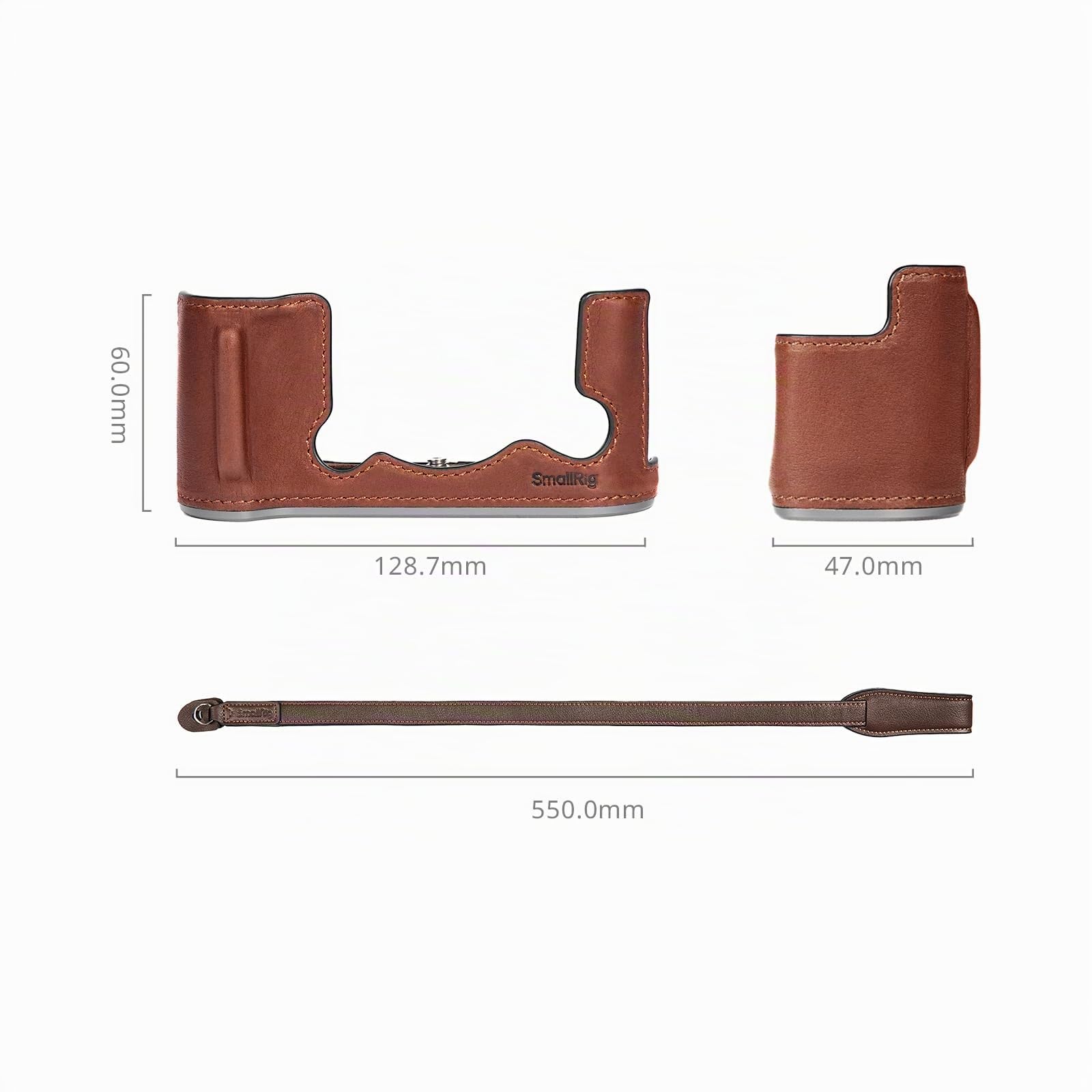 SMALLRIG X-T50 Half Leather Case Kit with Shoulder Strap, Halbledertasche für Kamera im Retro-Stil aus Leder mit Rahmen aus Aluminiumlegierung für FUJIFILM X-T50, (Braun) - 4710