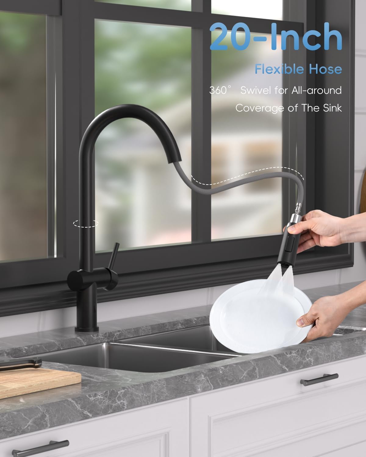 APPASO Touchless Kitchen Faucet with Pull Down Sprayer, Motion Sensor Kitchen Faucet with Soap Dispenser, Hands-Free, Stainless Steel, Single Handle for Messy Cooking and Families, Matte Black
