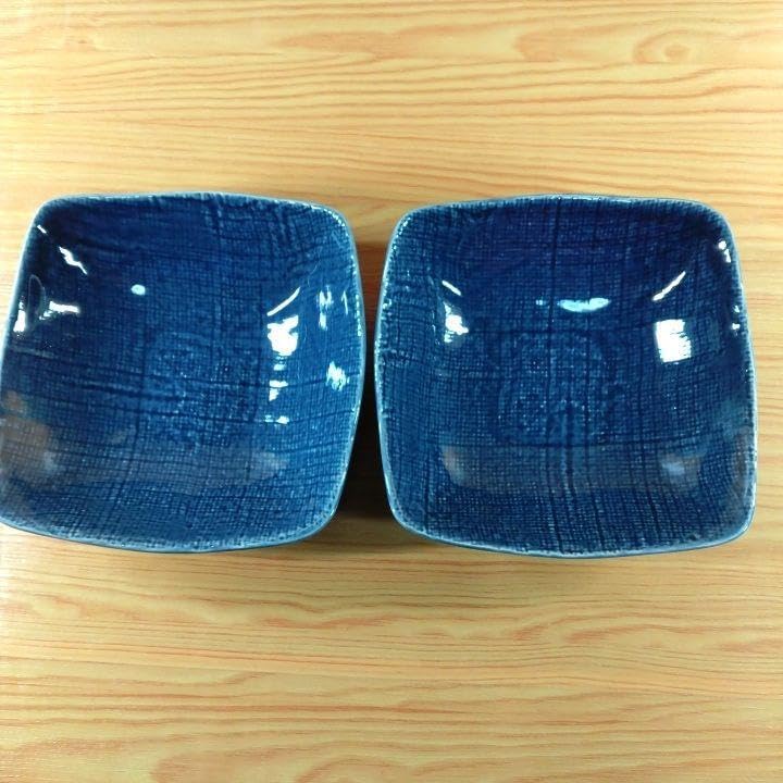 濃紺 四角形小鉢 金麦晩酌皿《ボンサラグラス》 うすあい角小鉢2枚