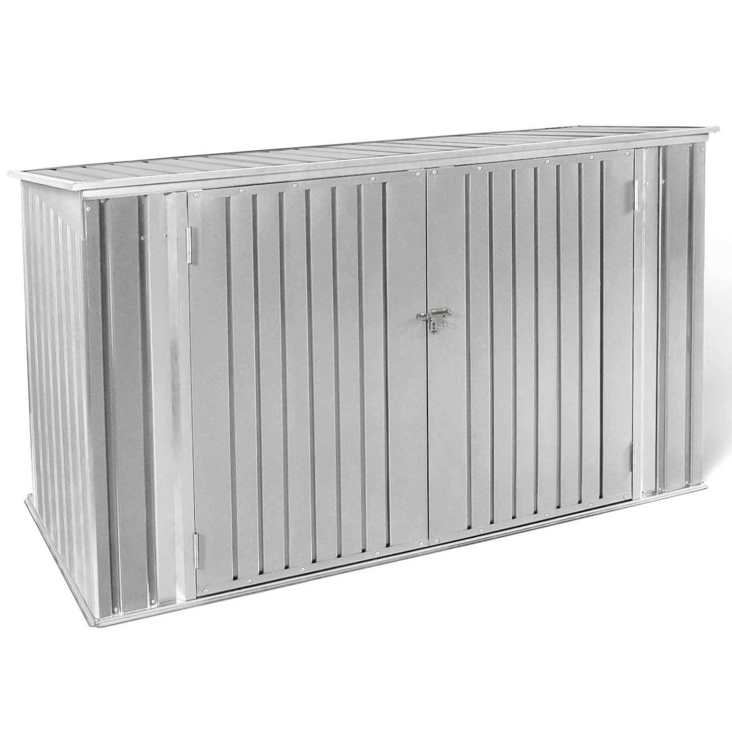 IDMarket - Caseta de jardín de metal, color gris claro, con cerradura, con múltiples opciones de almacenamiento para bicicletas, herramientas y cubos de basura