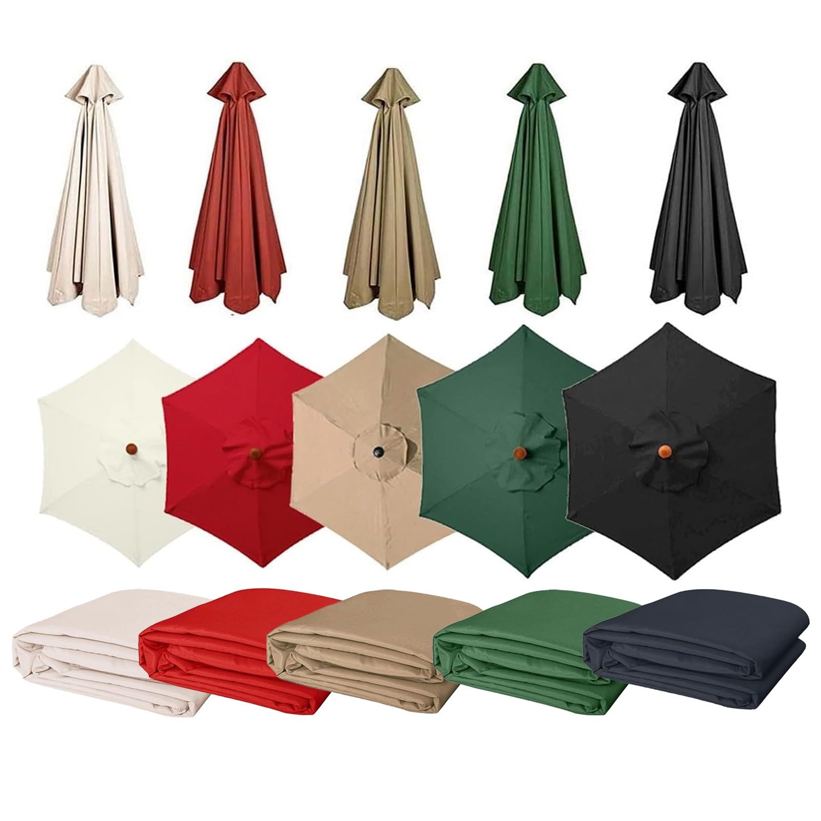 200/270/300cm Replacement Umbrella Canopy, Garden Umbrella Canopy Replacement Fabric Cover Sunshade Cloth Fit 6 Ribs 8 Ribs Parasol(Color:Red,Size:2.7m/8.8ft-6Ribs)
