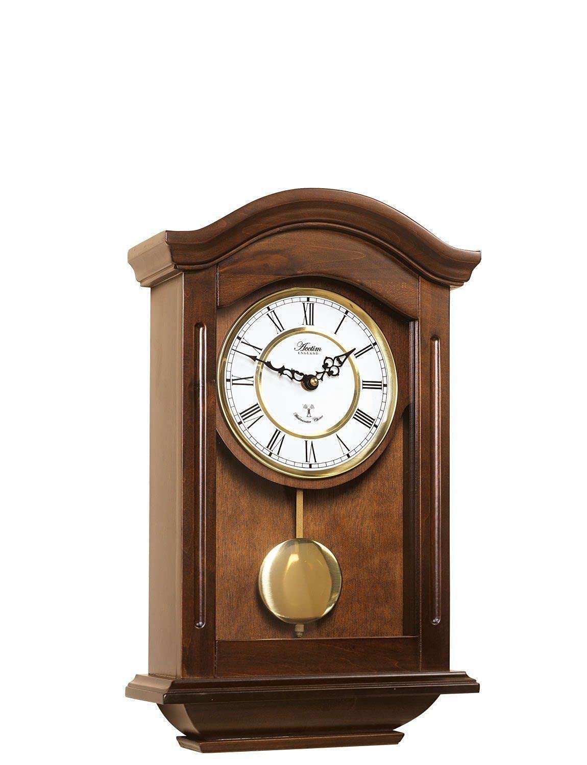 Acctim Thorncroft Radio Controlled Large Dark Wooden Westminster Chiming regulator Quartz Wall Clock with pendulum