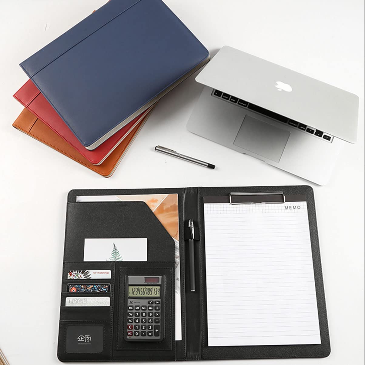 Schreibmappe A4, Portfolios Portfolio PU-Leder Padfolio Binder Business Planner Dateiordner Lebenslauf-Dokumenten-Organizer im Briefformat für Frauen Männer
