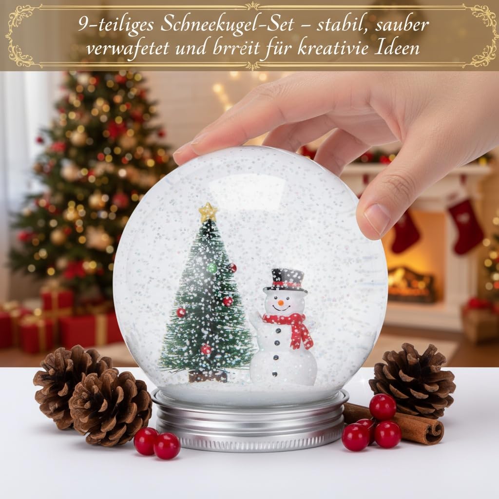 JOINPAYA 9-teiliges Schneekugel-partyzubehör: DIY Transparente Kunststoff Schneekugel Mit Drehver FüR Partydekoration Und Bastelsets Zur Lagerung Von SüßIgkeiten Und Geschenkideen