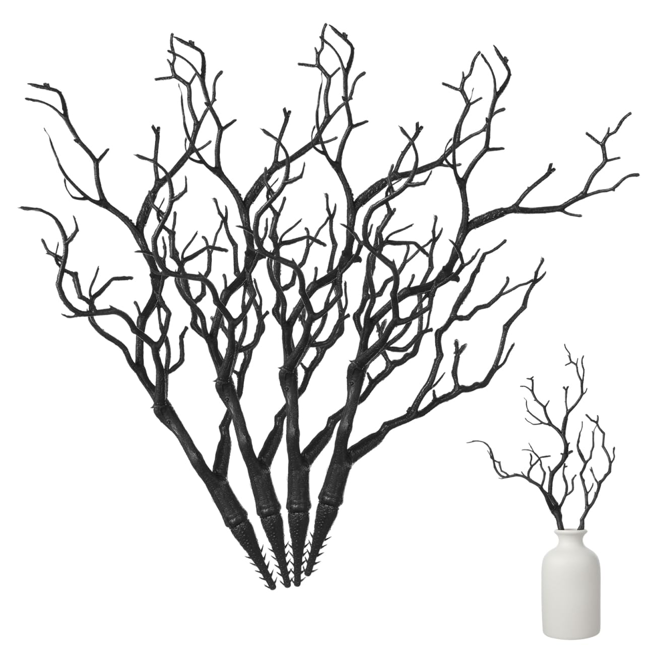 Toyvian Künstliches Geweih aus Kunststoff, dekorative Zweige, 4 Stück DIY Handwerk Zweige für Halloween, Weihnachten, Vasenfüllung, Heimtischdekorationen, Schwarz