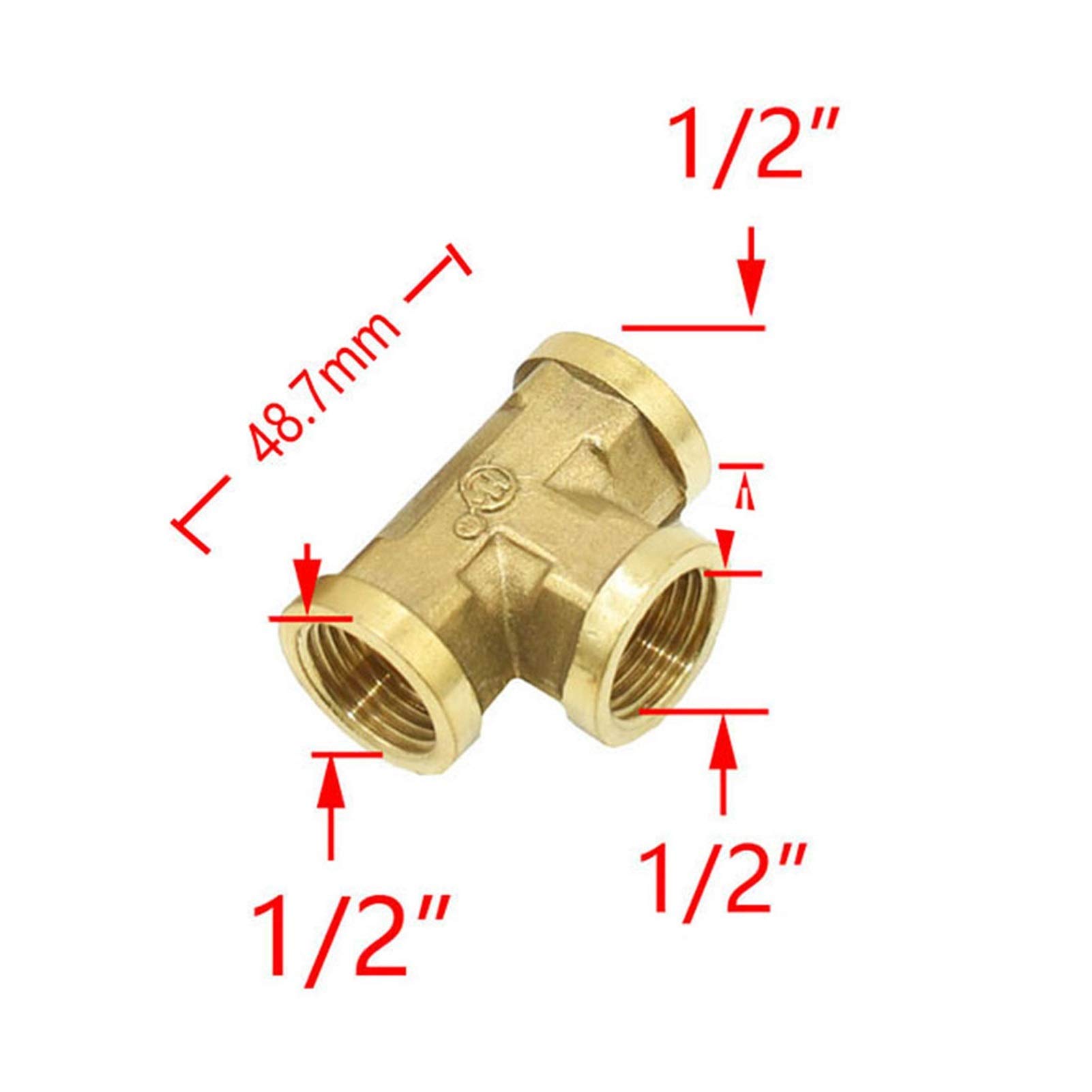 Leak-Proof Pipe Hose Fittings 1/2 3/4 Inch Male and Female Copper Metal Tee Threaded Water Pipe Joint Water Distributor 6 T-Shaped Cross Brass Joints (Color : 3I4 Male)