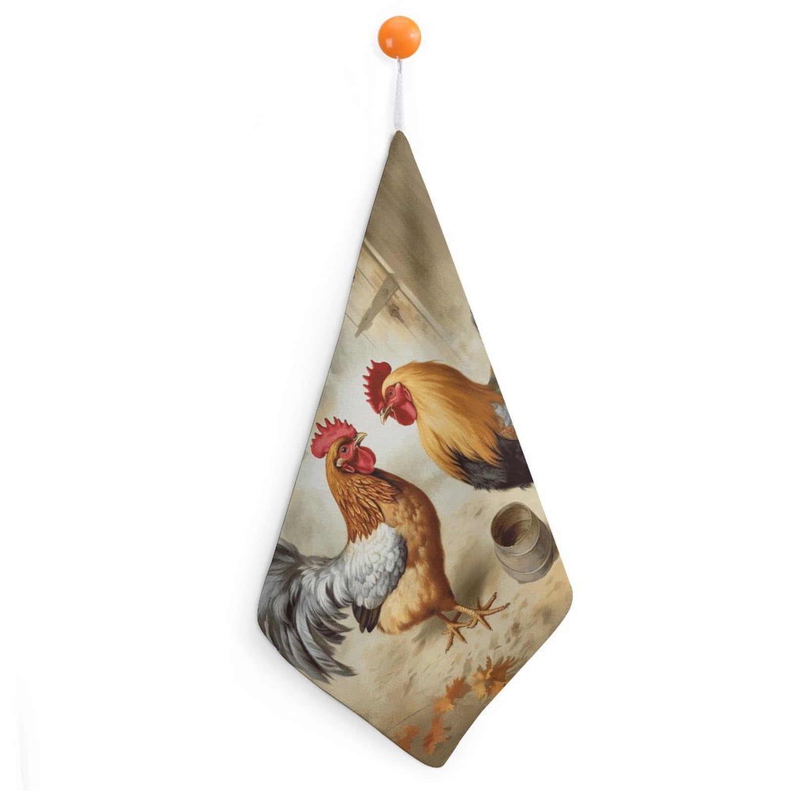 VstaDank Chicken and Rooster Print Hanging Hand Towels with Loop Quick Dry Small Towel Microfiber Face Cloths Ultra Soft Absorbent Dish Towels for Kitchen & Bathroom 11.8 X 11.8 in