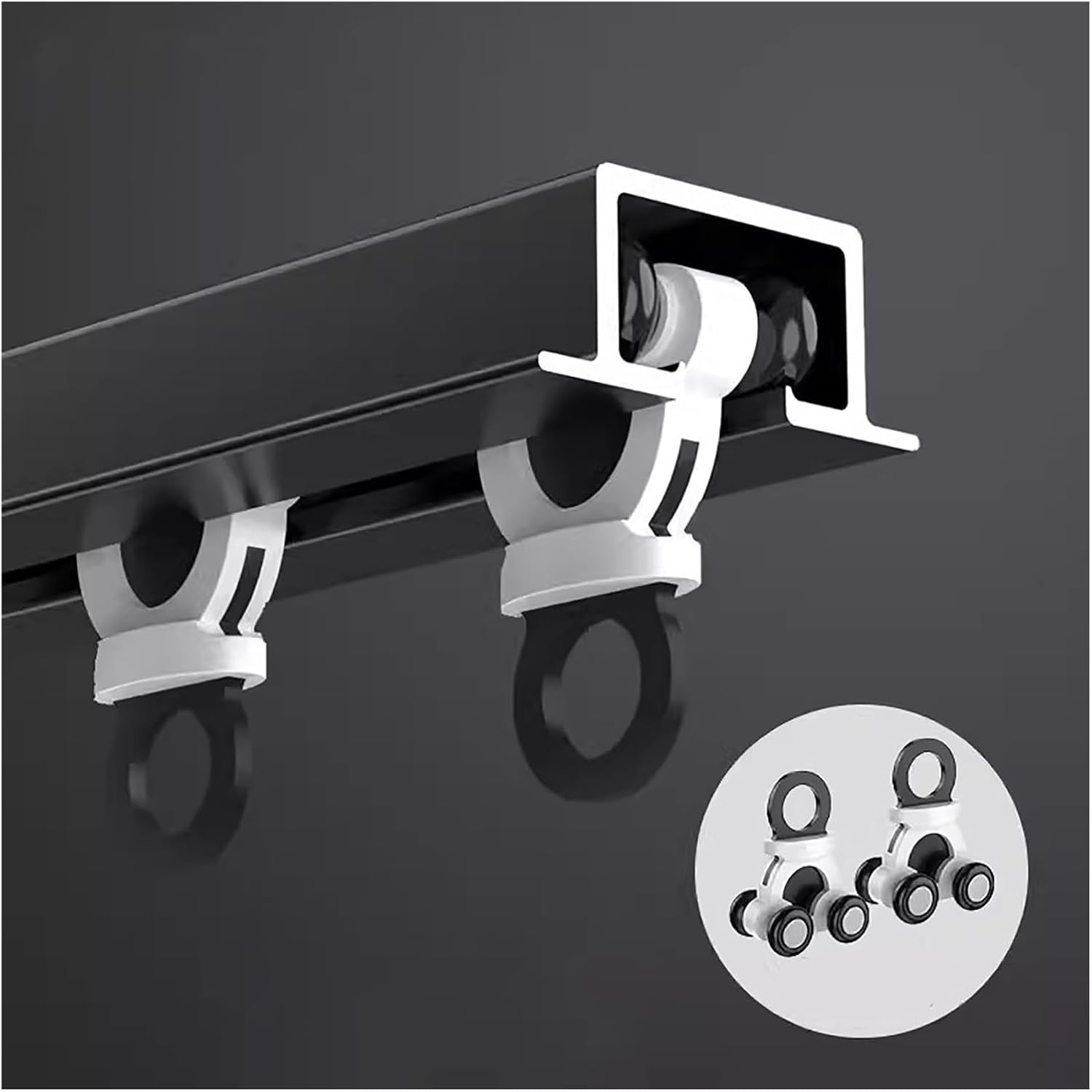 Ultra-Thin Invisible Ceiling Track Set - Recessed Hidden Room Divider Rail for Bedroom, Office, Living Room - Pre-Built Mounting Solution (Black, 6m/19.6ft)