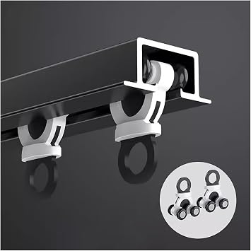 YLLFFLL Embedded Invisible Ceiling Curtain Track Set Ultra-Thin, Hidden Room Divider Curtain Rail Recessed Mounted, Bedroom/Office/Living Room Ceiling Pre-Built Mount Curtain TracksBlack,1.5m/4.9ft