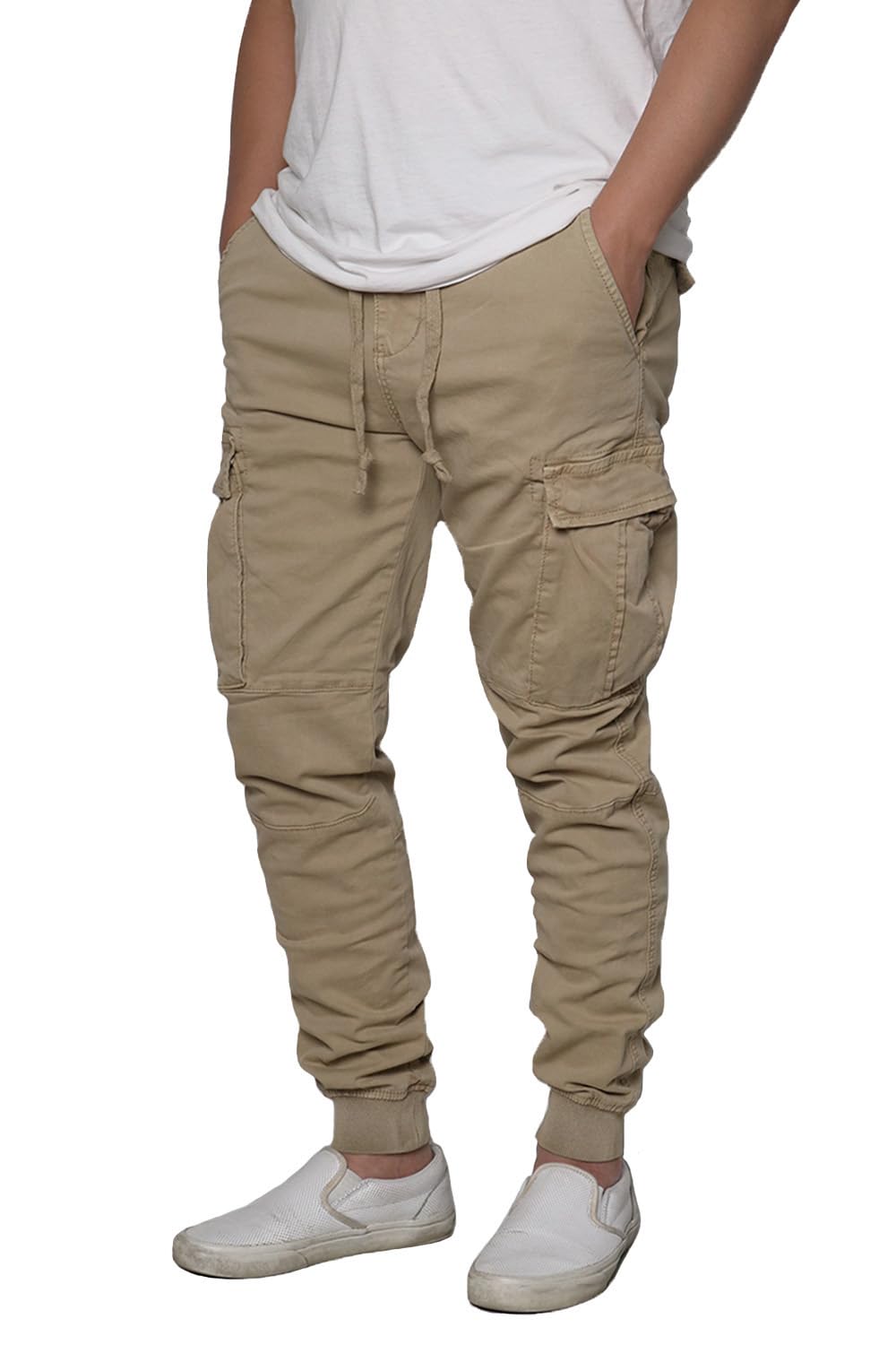 URBANJ Men's Stretch Twill Drop Crotch Jogger Pants S-5XL