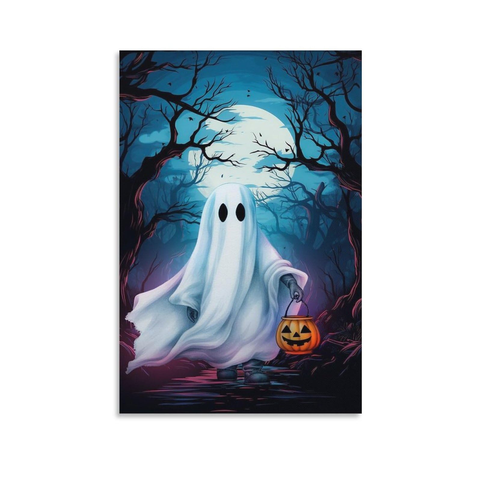 Ghost Holding A Pumpkin, Gothic Art Poster, Spooky Ghost Art