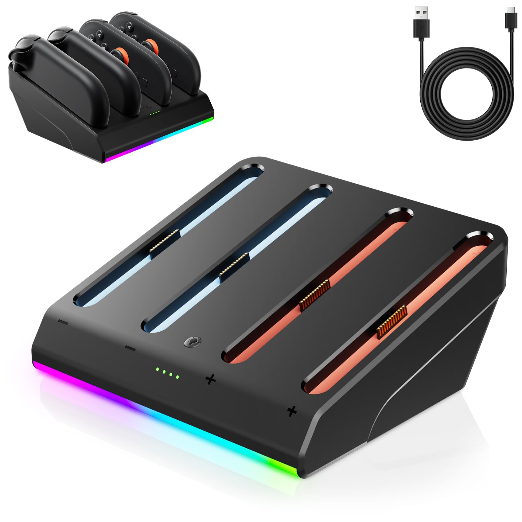 Charging Dock for Nintenndo Switch 2 Joycon, AOJAKI Accessories for Switch 2, Charger Station for Joycon, 4-in-1 Magnetic Fast Charger with RGB Light