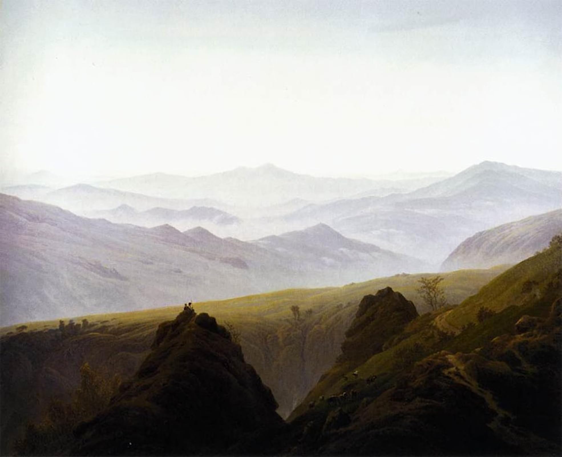 SERENDIPITP Retro Picture Poster Wall Art Pictures Painting Morning in the Mountains by Caspar David Friedrich Wall Art Canvas Print for Wall Decor 60x90cm