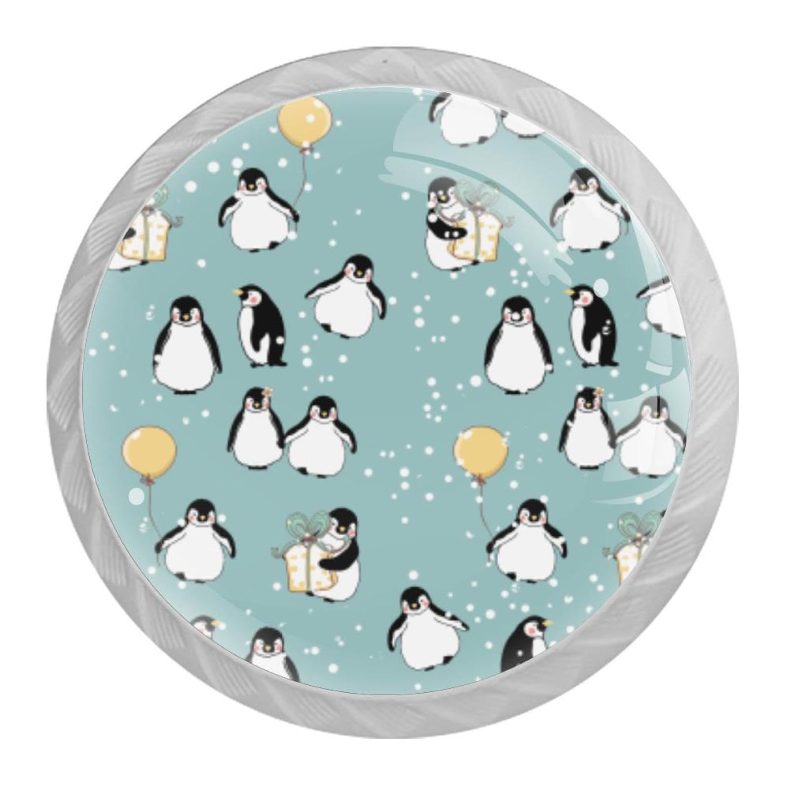 Tqmspg Multi20 4 Pieces Drawer Pulls Penguins Pattern Door Knobs Dresser Handles For Kitchen Wardrobe Cupboard Hardware Furniture