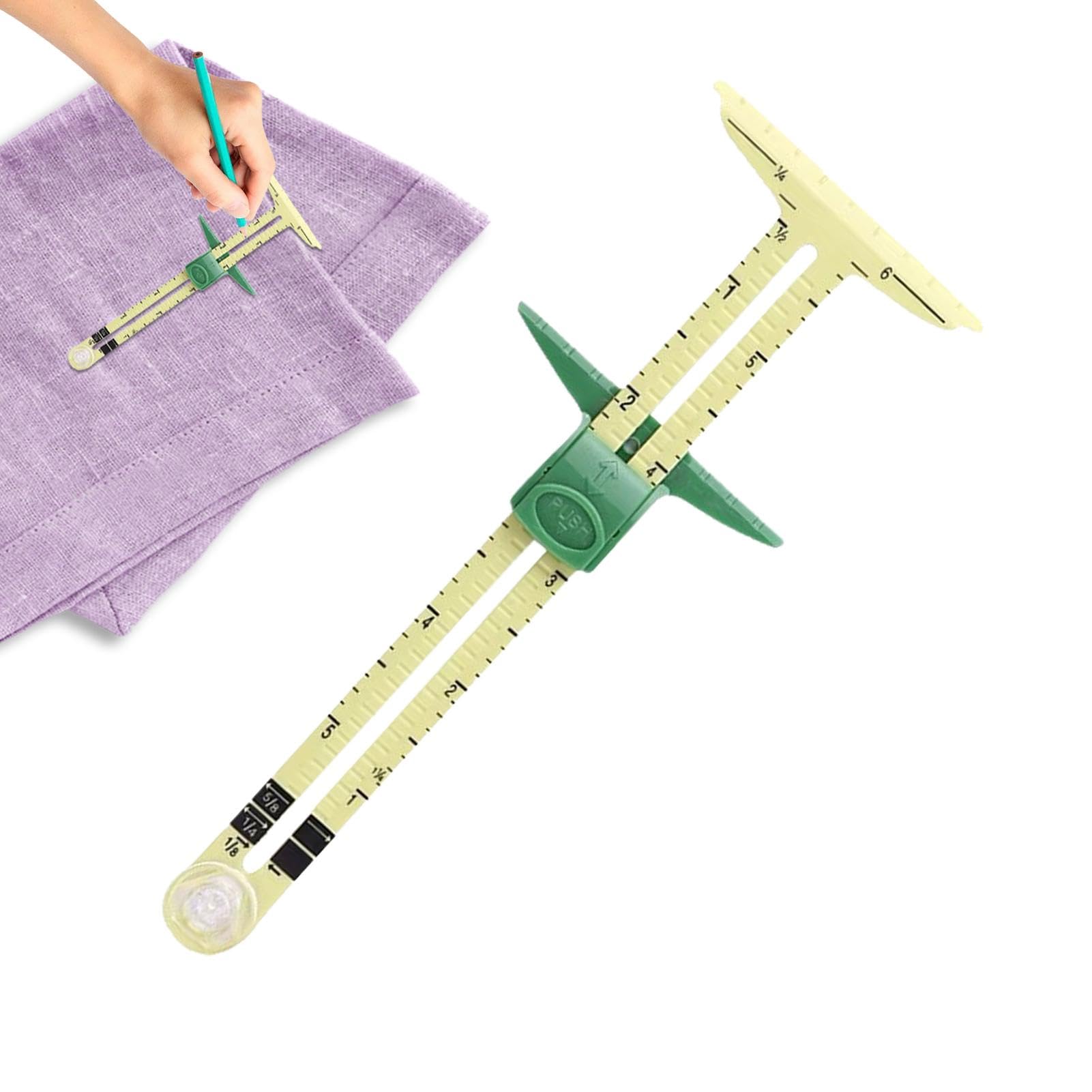 Medidor deslizante de costura en forma de T, regla deslizante 5 en 1 para dobladillo, acolchado, medición, calibre en T multifuncional, herramienta de costura ajustable, medidor de medición preciso